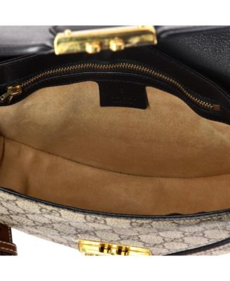 Small Padlock Saddle Shoulder Bag GG Coated Canvas and Leather