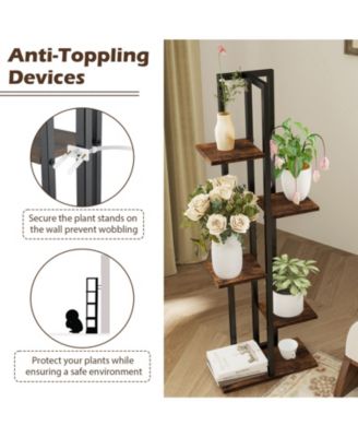 Three Piece Tall Wood Plant Stand Set with Multi Tier Design