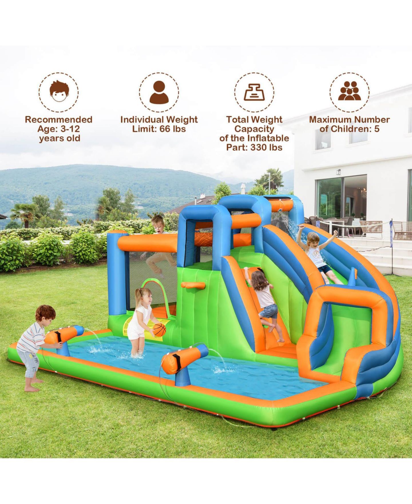 Детская игрушка GOUUN Inflatable Water Slide Bounce House with Dual Climbing Walls — фото 3