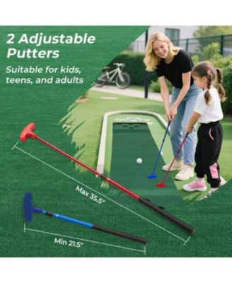 11 FT Indoor/Outdoor Putting  Mat with 2 Adjustable Putters and 6 Balls