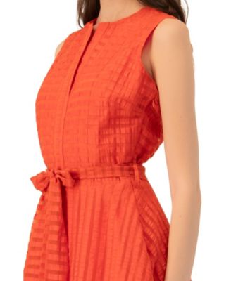 Women's Midi A-Line Dress with Waist Tie