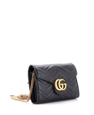 Mini GG Marmont Chain Wallet Matelasse Leather