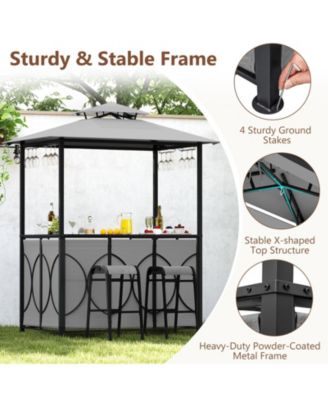 6.5 x 4 x 8 ft Grill Gazebo Set with Bar Table and Stools