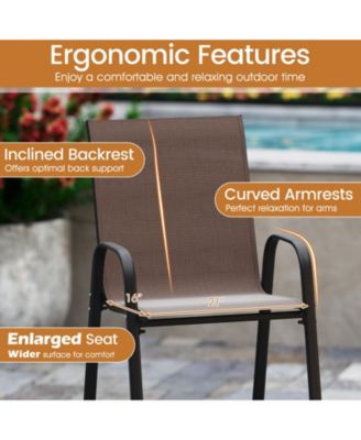 Outdoor Fabric Bar Stools Set of Two with Armrests
