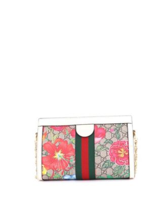 Small Ophidia Chain Shoulder Bag Flora GG Coated Canvas