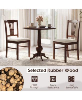 Wooden Dining Chairs Set of 2 w/Rubber Wood Frame Hollowed Backrest for Kitchen