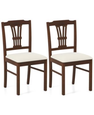 Wooden Dining Chairs Set of 4 w/Rubber Wood Frame Hollowed Backrest for Kitchen