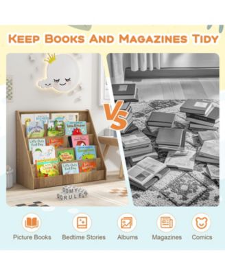 5 Tier Kids Bookshelf with Deep Compartments and Stable Design