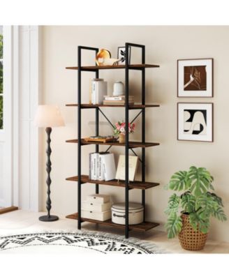 Vintage Industrial Five Tier Bookcase with Open Shelving