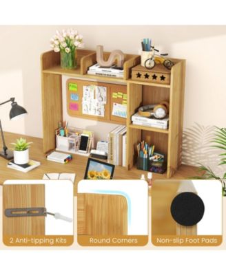 Three Tier Desk Bookshelf with Open Shelves for Workspace