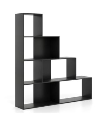 Modern Stepped Bookshelf with Storage Cubes for Living Room