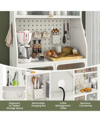 Five Tier Metal Bakers Rack with Flip Door and Pegboard