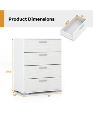 Four Drawer Storage Cabinet with Metal Legs and Safety Design
