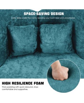 Accent Chair with Butterfly Back, 360° Swivel Vanity Chair, Chenille Cushions Makeup Chair with Sturdy Pyramid Base for Living Room