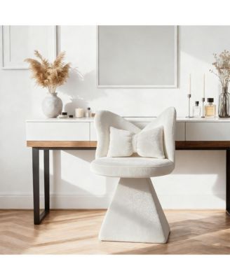 Accent Chair with Butterfly Back, 360° Swivel Vanity Chair, Chenille Makeup Chairs with Sturdy Pyramid Base for Living Room