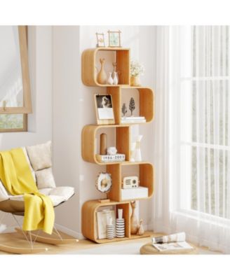 5-Tier S-Shaped Bookcase with 5 Open Cubes for Living Room