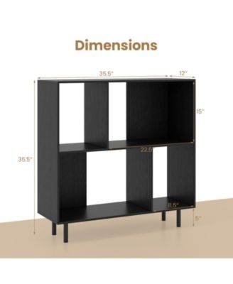 Open Shelf Bookcase with 4 Compartments Storage Display Shelf