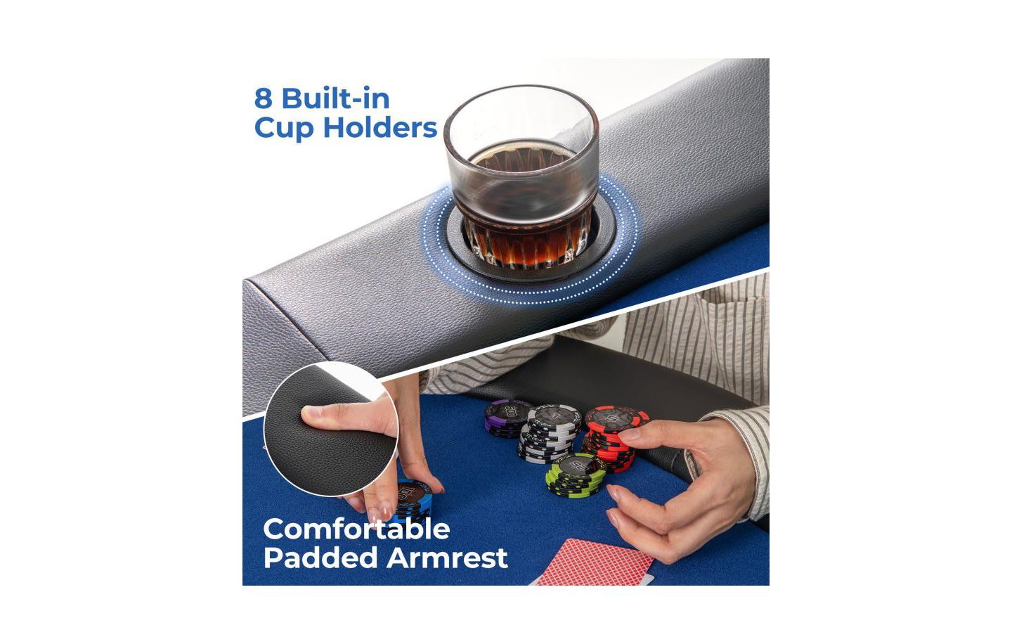 Детская игрушка HONGGE 8 Players Texas Holdem Foldable Poker Table, цвет: Синий — фото 9