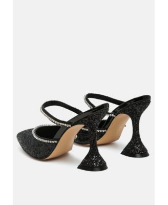 Iris Glitter Diamante Embellished Spool Heel Sandals