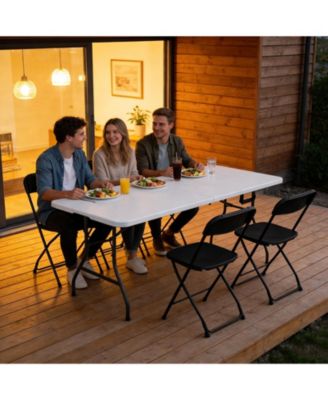6FT Folding Plastic Utility Table with Carry Handle for Indoor & Outdoor Use