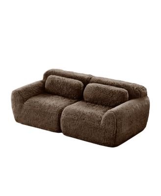  2-Seater Modular Sectional Sofa, Plush Fabric, High-Density Sponge, No Assembly