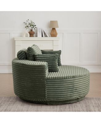 Streamdale 55"L Corduroy Foam Single Swivel Chair, Fluffy Modern Sleeper, 360 Degree Swivel