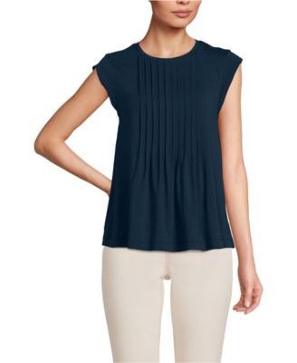 Women's Cap Sleeve Lightweight Jersey Pintuck Swing Top