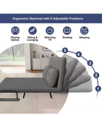 Corduroy Convertible Loveseat Sofa Bed with 5-Level Adjustable Backrest, Modern Folding Couch Sofa with Throw Pillow for Living Room, Bedroom