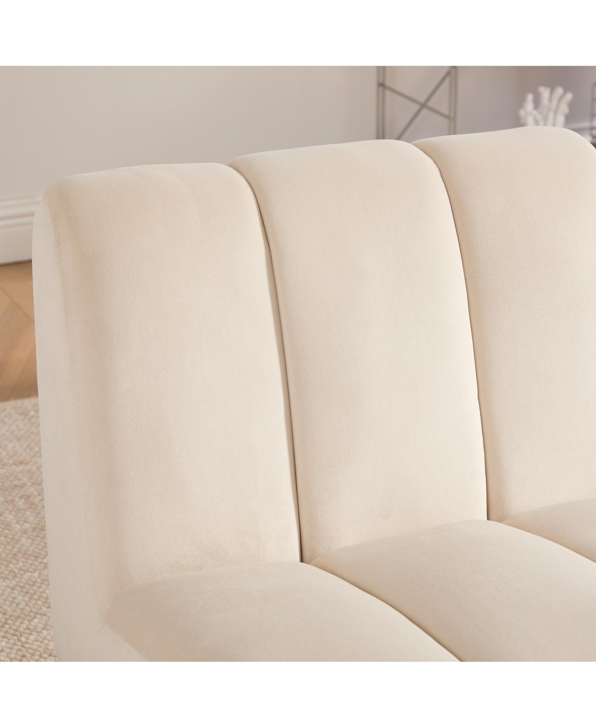 Boyel Living Modern Armless Accent Chair with Metal Legs, Velvet Upholstered Small for Room, Bedroom and Office