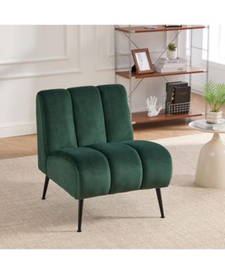 Modern Armless Accent Chair with Metal Legs, Velvet Upholstered Small Chair for Living Room, Bedroom and Office