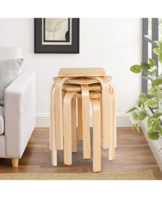 Stackable Stools Set of Four with Square Tops