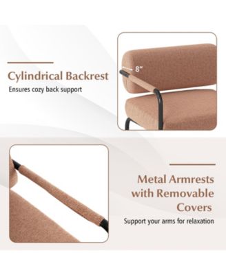 Velvet Upholstered Accent Chair with Metal Armrests