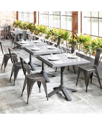 Metal Dining Chairs Set of Four with Removable Backrest