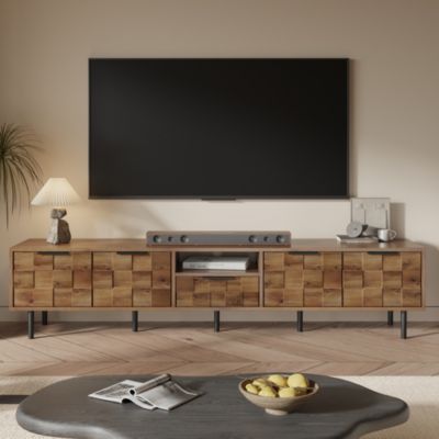 78" Wood Cabinet TV Stand Consoles with Storage
