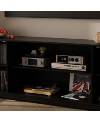 TV stand with top cabinets, entertainment center with tempered glass doors, wooden media console