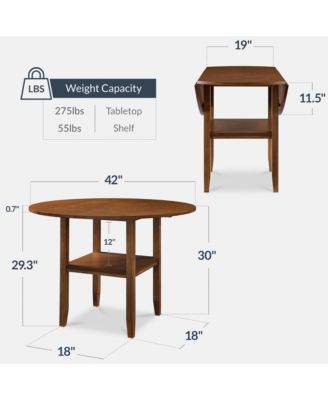 Round Dining Table, 42"  Small Kitchen Dining Table for 4  w/ Dual Leaf