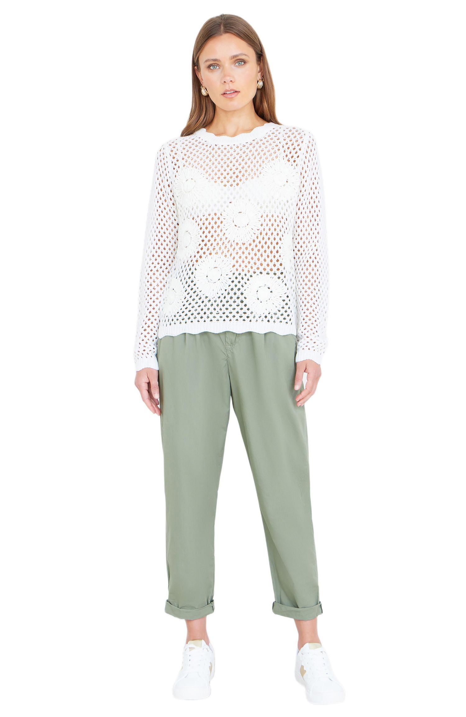 Women's Flower Crochet Jumper