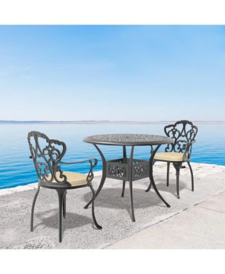 Bistro Table Set, 3-Piece Cast Aluminum Outdoor Furniture Set