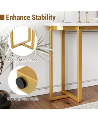 Modern Entryway Console Table with Marble Top and Metal Frame