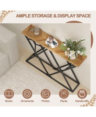 Console Table with Solid Metal Frame and Storage Shelf