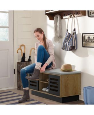 Shoe Bench with Storage Compartments and Adjustable Shelves