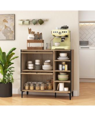 Rustic Shoe Cabinet with Flip Doors and Adjustable Shelves