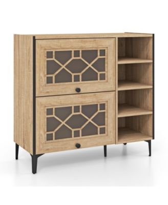 Rustic Shoe Cabinet with Flip Doors and Adjustable Shelves