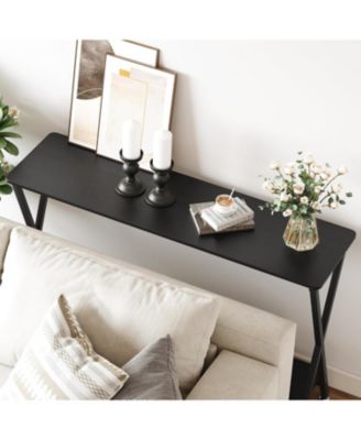 Slim 2-Tier Industrial Console Table, Space-Saving Sofa Side Table with Storage, Metal Frame for Entryway, Living Room