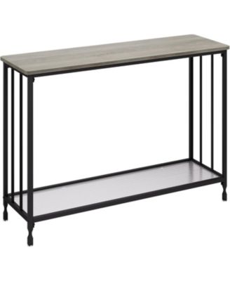 Industrial Console Table, Behind Couch Table with Glass Shelf, Narrow Metal Frame Hallway Table, Entryway, Living, Bedroom
