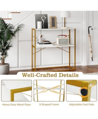 Two Tier Entryway Console Table with Wood Shelves and Frame