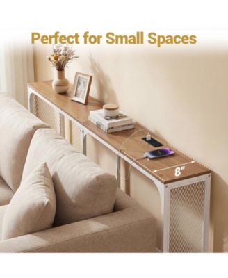 Narrow Console Table with Built In Power Outlet for Small Spaces