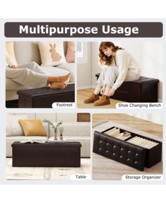 Folding Storage Ottoman Bench for End of Bed Seating