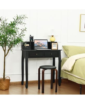 Writing Desk Vanity Computer Desk with Two Tier and Drawers