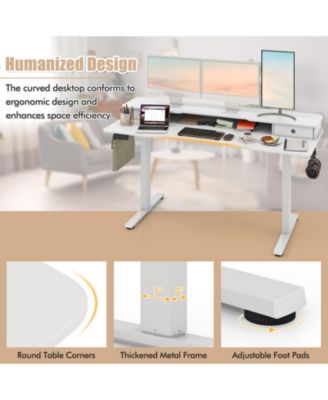 Electric Standing Desk with Two Drawers for Home Office